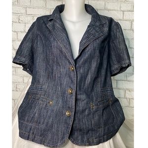 Blue Denim Jacket Short-sleeve Size 18
